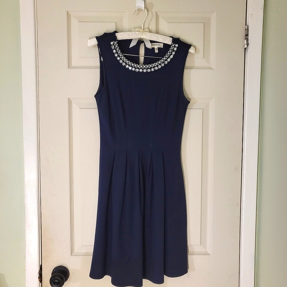 Monteau Semi Formal Navy Blue Fitted Dress - Picture 1 of 3